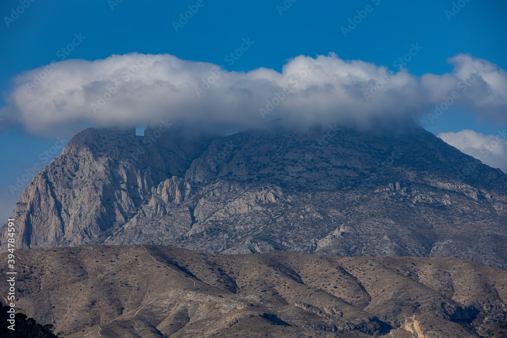 mountain with a cloud near Benidorm Spain