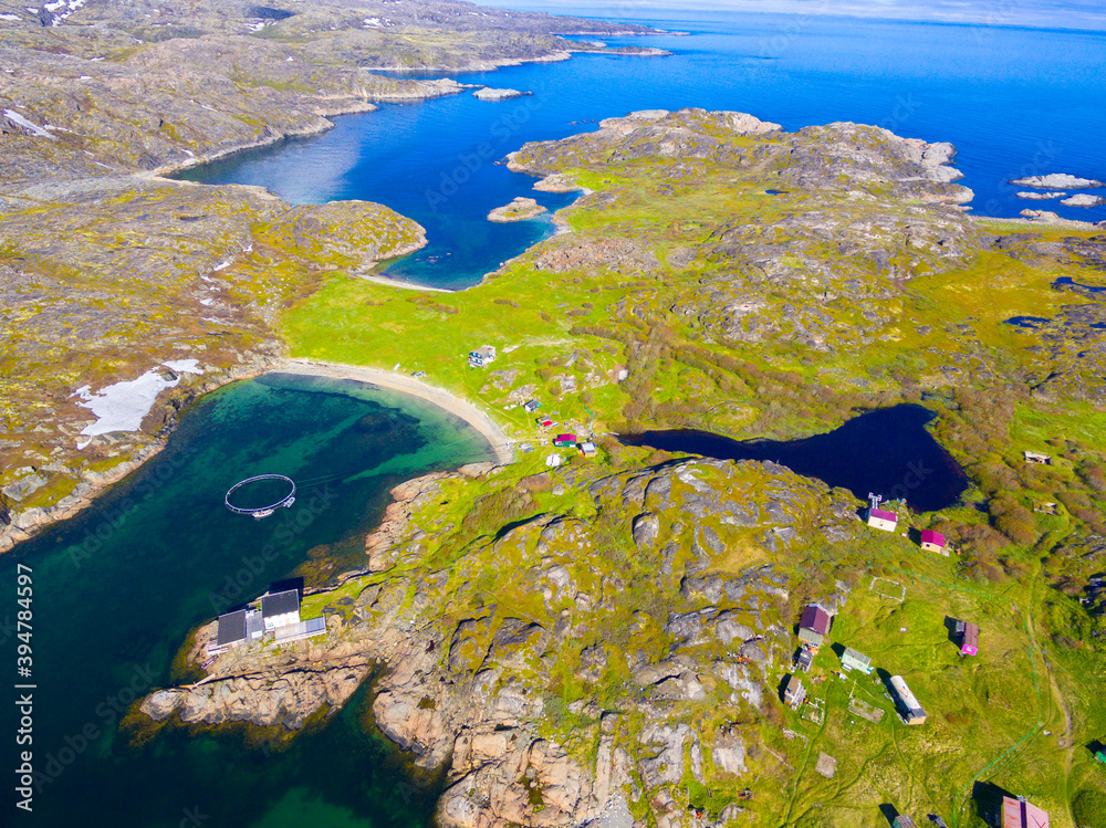 Beautiful arctic summer landscape on Barents sea shoreline