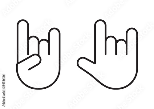 Rock on vector. Hand gesture icon. Heavy metal music sign. Outline illustration