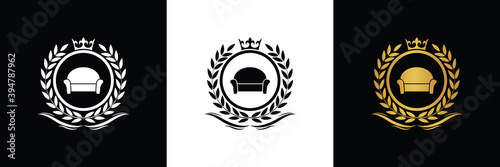 furniture logo template luxury royal vector company decorative emblem with crown	
