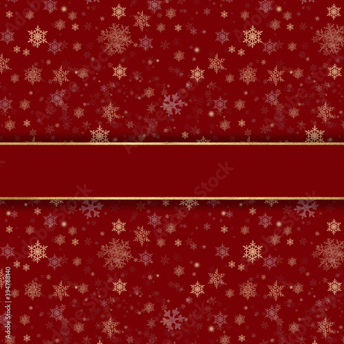 Red Winter Background with snowflakes and sparkles. Christmas card  xmas background