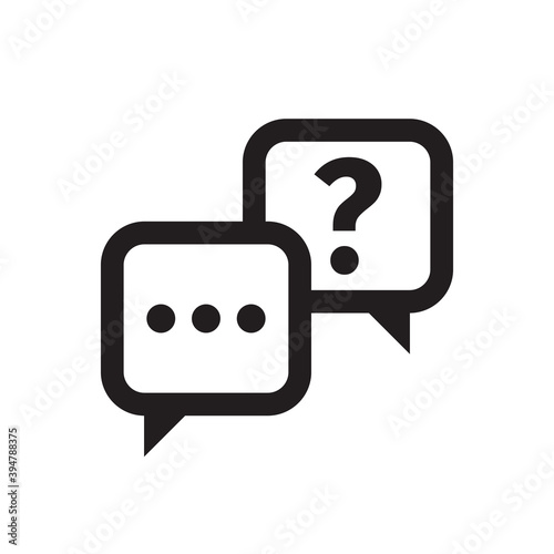 Question answer chat black icon design. Consulting help sign. Vector illustration. 