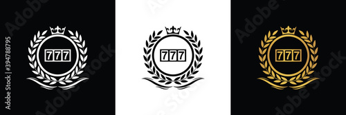 casino logo template luxury royal vector company seven, symbol of gambling emblem with crown	
