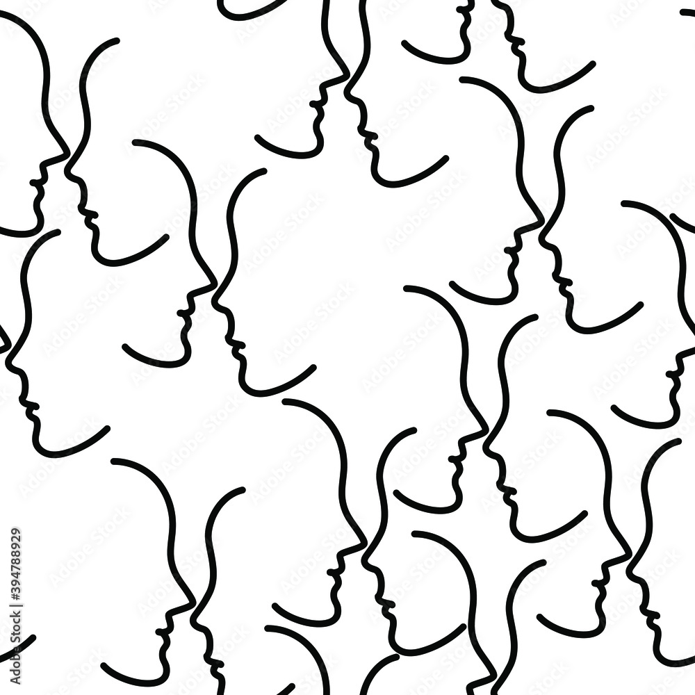 Vector seamless pattern with man and woman profiles