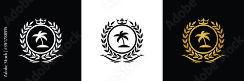 traveling company logo template luxury royal vector company decorative emblem with crown	
