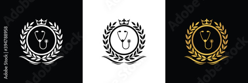 clinic logo template luxury royal vector clinic icon company decorative emblem with crown	
