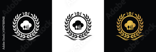 restaurant logo template luxury royal food vector company decorative emblem with crown	
