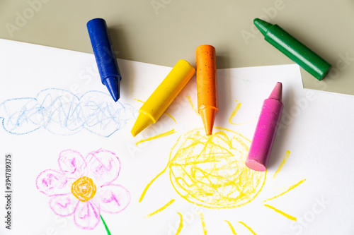 Set of colorful crayons for kids