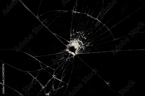 Broken glass with cracked on black background