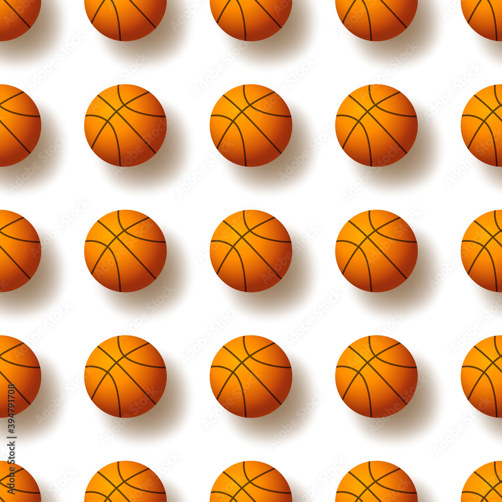 Seamless pattern with basketball ball. Vector illustration. Ideal for wallpaper, cover, wrapper, packaging, fabric, textile design and any kind of decoration.