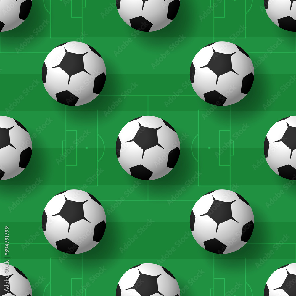 Football balls seamless patternbackground. Heap of classic black and white soccer balls. Realistic vector background Football balls seamless patternbackground. Heap of classic black and white soccer balls. Realistic vector background