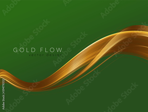 Abstract shiny color gold wave design element