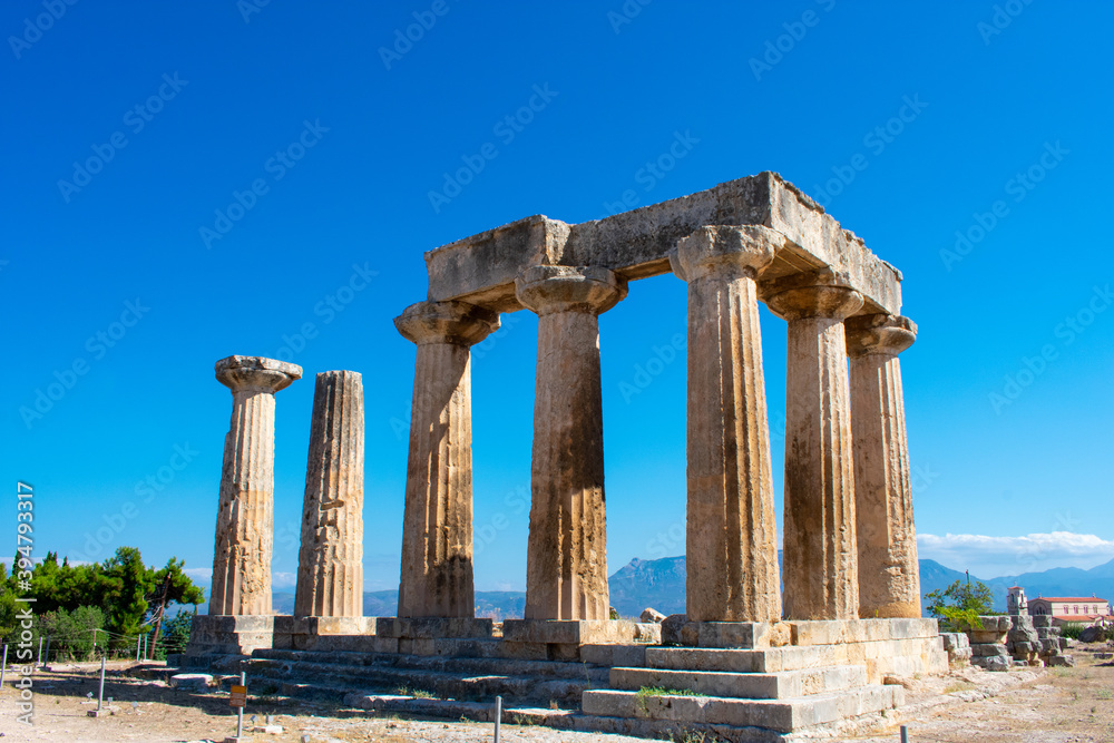 Ancient ruins of Temple of Apollo, Corinth, Greece 