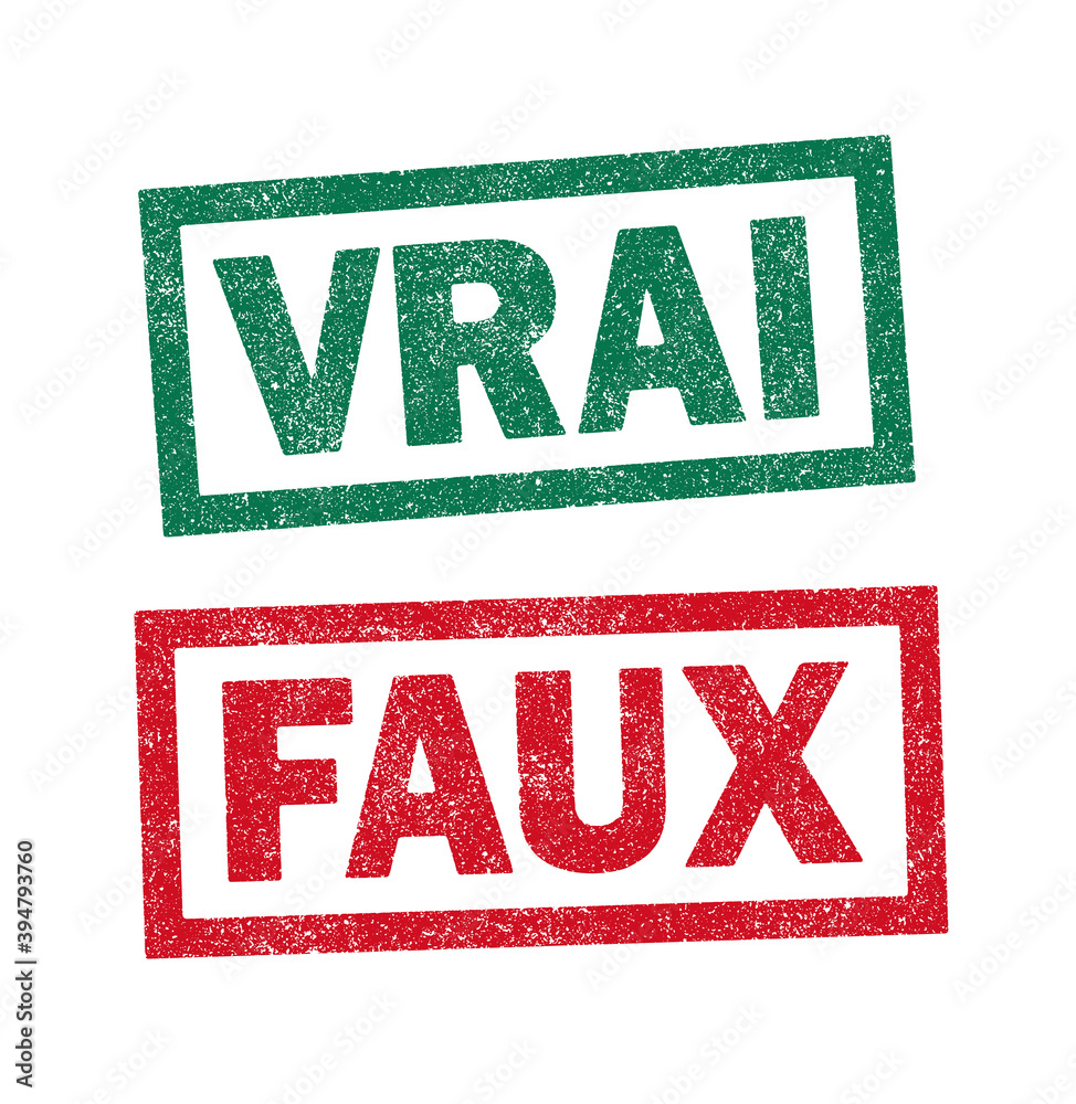 Les mots Vrai et Faux en tampons encreurs vert et rouge Stock Vector |  Adobe Stock