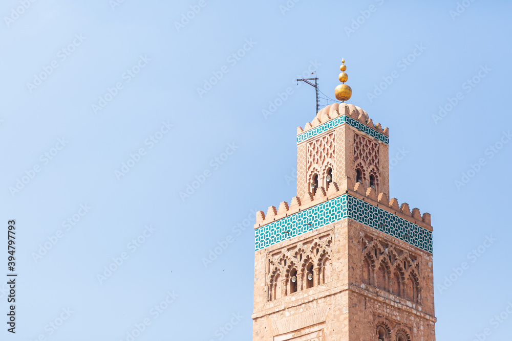 Famous Marrakech Koutoubia Mosque minaret