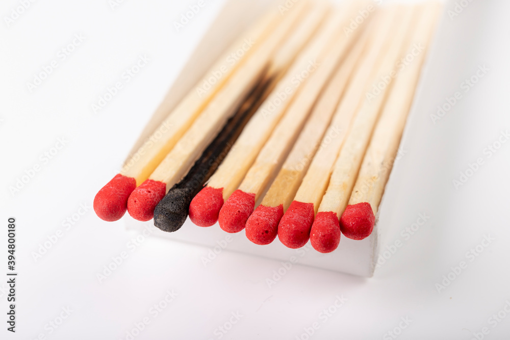 Matches in a white cardboard box. Accessories for starting fire. Matches in a white cardboard box. Accessories for starting fire.