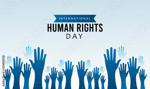 human rights day poster with hands up silhouette