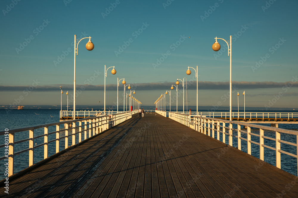 Pier in Jurata during sunny day. Poland, Pomorskie .