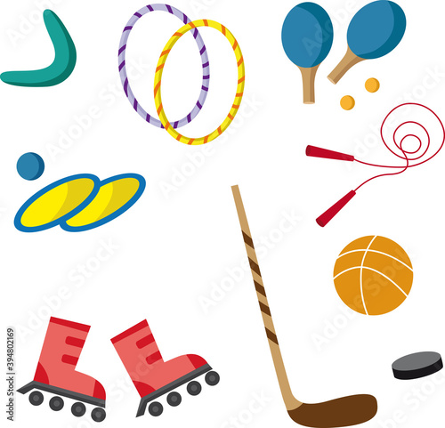 Cartoon set sports equipment vector image