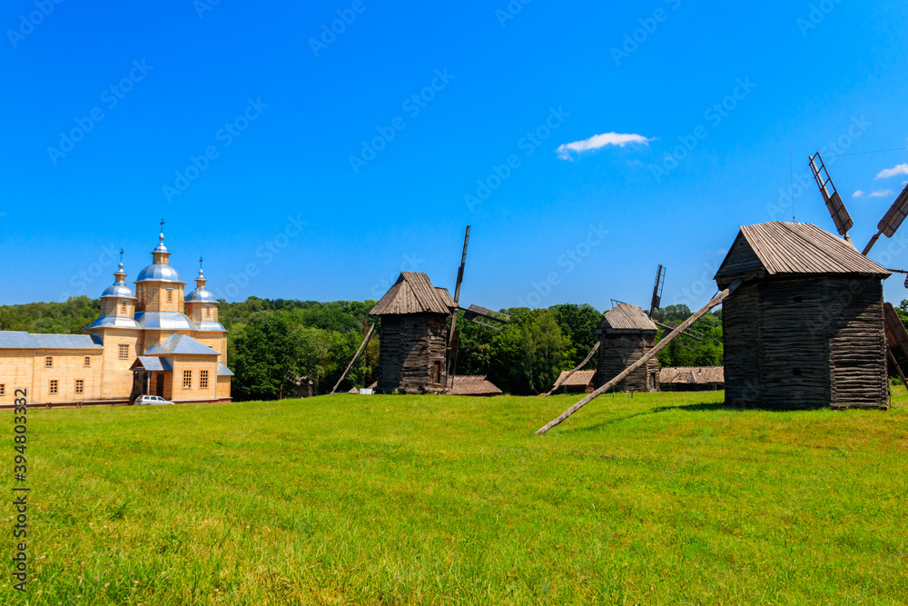 View of Open-air Museum of Folk Architecture and Folkways of Ukraine in Pyrohiv (Pirogovo) village near Kiev, Ukraine