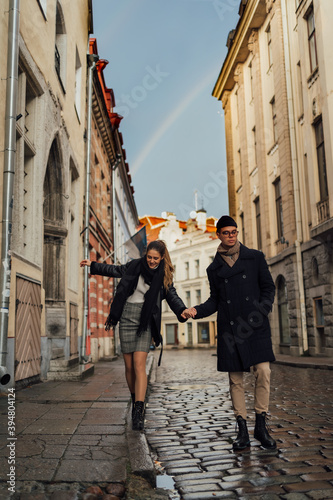 Love story, couple walking at the old city, library and cafe © MyMariaPhotography