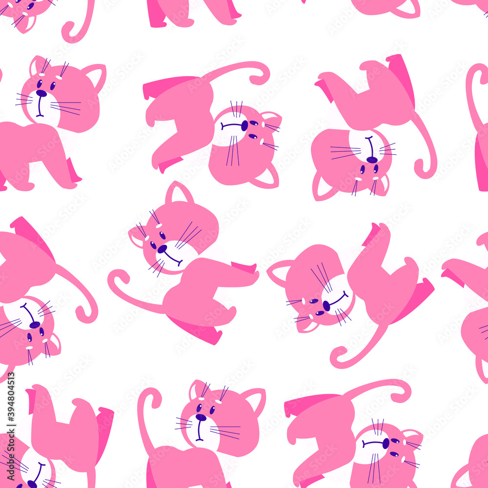 cat vector drawing simple cute, pattern, seamless