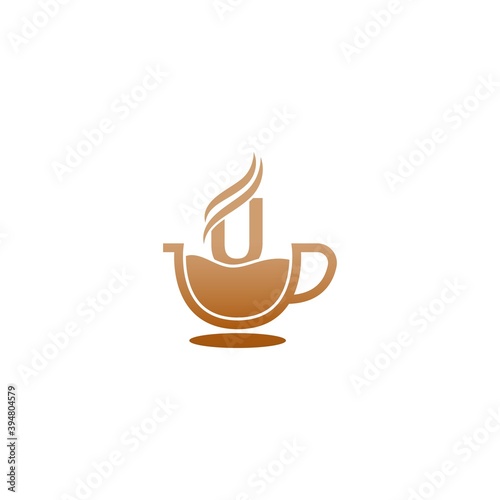 Coffee cup icon design letter U  logo