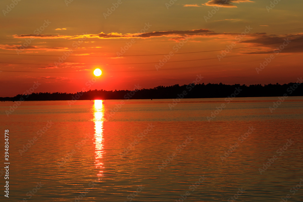 View of the Dnieper river at sunset View of the Dnieper river at sunset