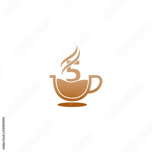 Coffee cup icon design number 5 logo