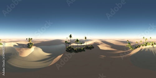 oasis in the desert. Environment map. HDRI . equidistant projection. Spherical panorama. panorama 360