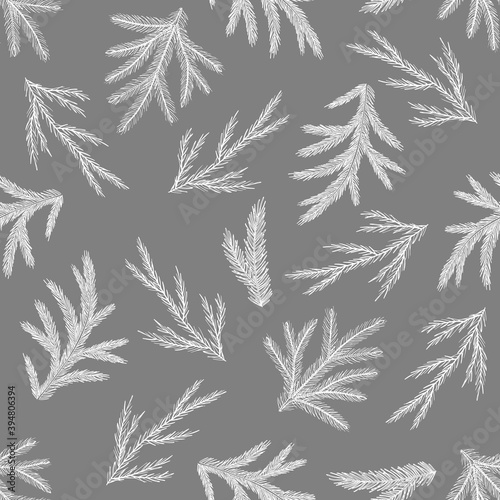 Wallpaper Mural Xmas Seamless pattern with Christmas Tree Decorations, Pine Branches hand drawn art design vector illustration. Torontodigital.ca