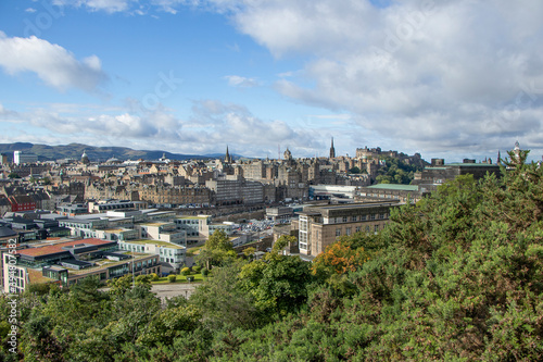 Beautiful wide-angle view City of Edinburgh from Calton Hill, Edinburgh, Scotland