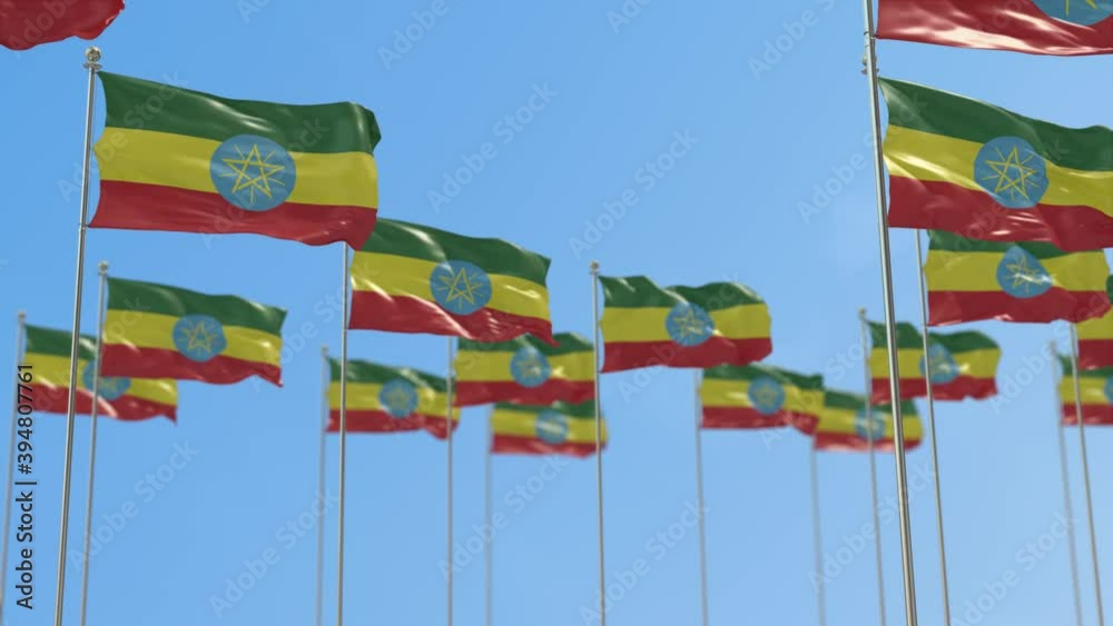 Ethiopia Row Of National flags Walk Throw Animation Ethiopia Row Of National flags Walk Throw Animation