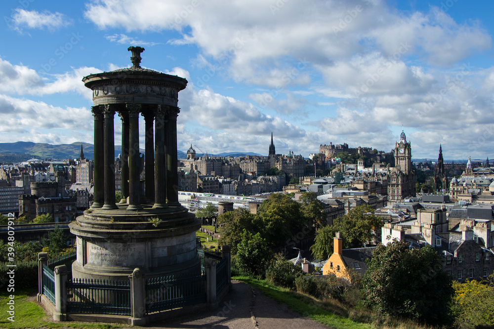 Beautiful view of Edinburgh from top of Calton Hill, Edinburgh, Scotland