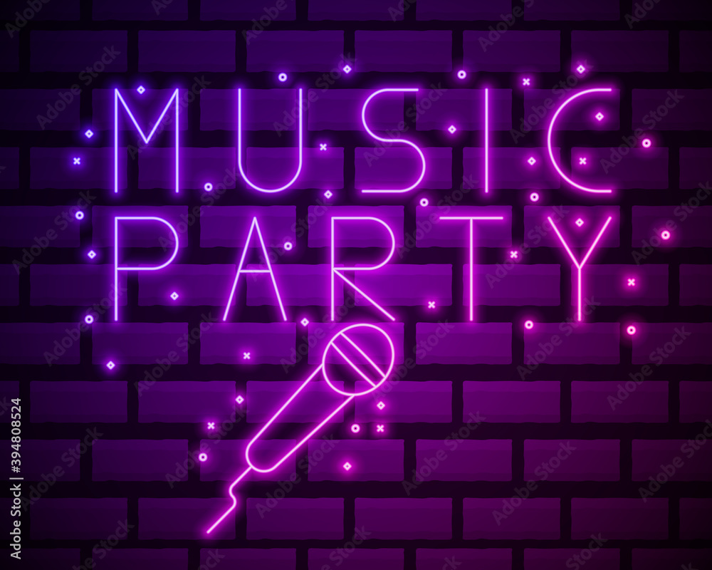 Neon label music karaoke banner. template design element. Vector illustration Neon label music karaoke banner. template design element. Vector illustration