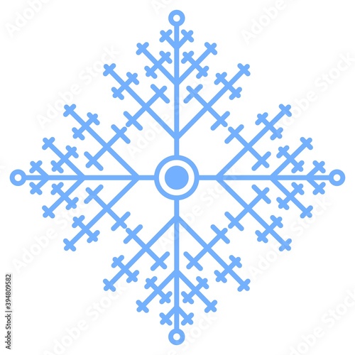 Vector illustration of isolated snowflake on a white background. Simple flat style.