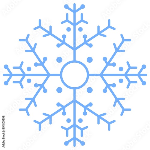Vector illustration of isolated snowflake on a white background. Simple flat style.