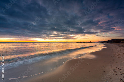Amazing landscape of the beach at Orlowo cliff before sunrise  Gdynia. Poland