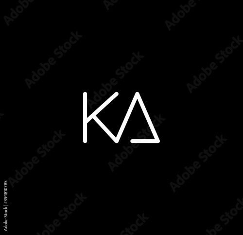 Letter KA alphabet logo design vector. The initials of the letter K and A logo design in a minimal style are suitable for an abbreviated name logo.
