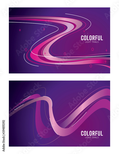 colorful light trail in purple backgrounds