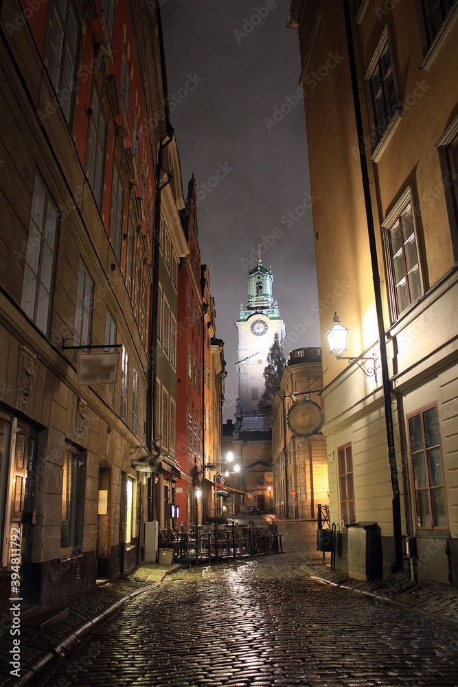 Looking towards the Great Church, Gamla Stan, Stockholm.