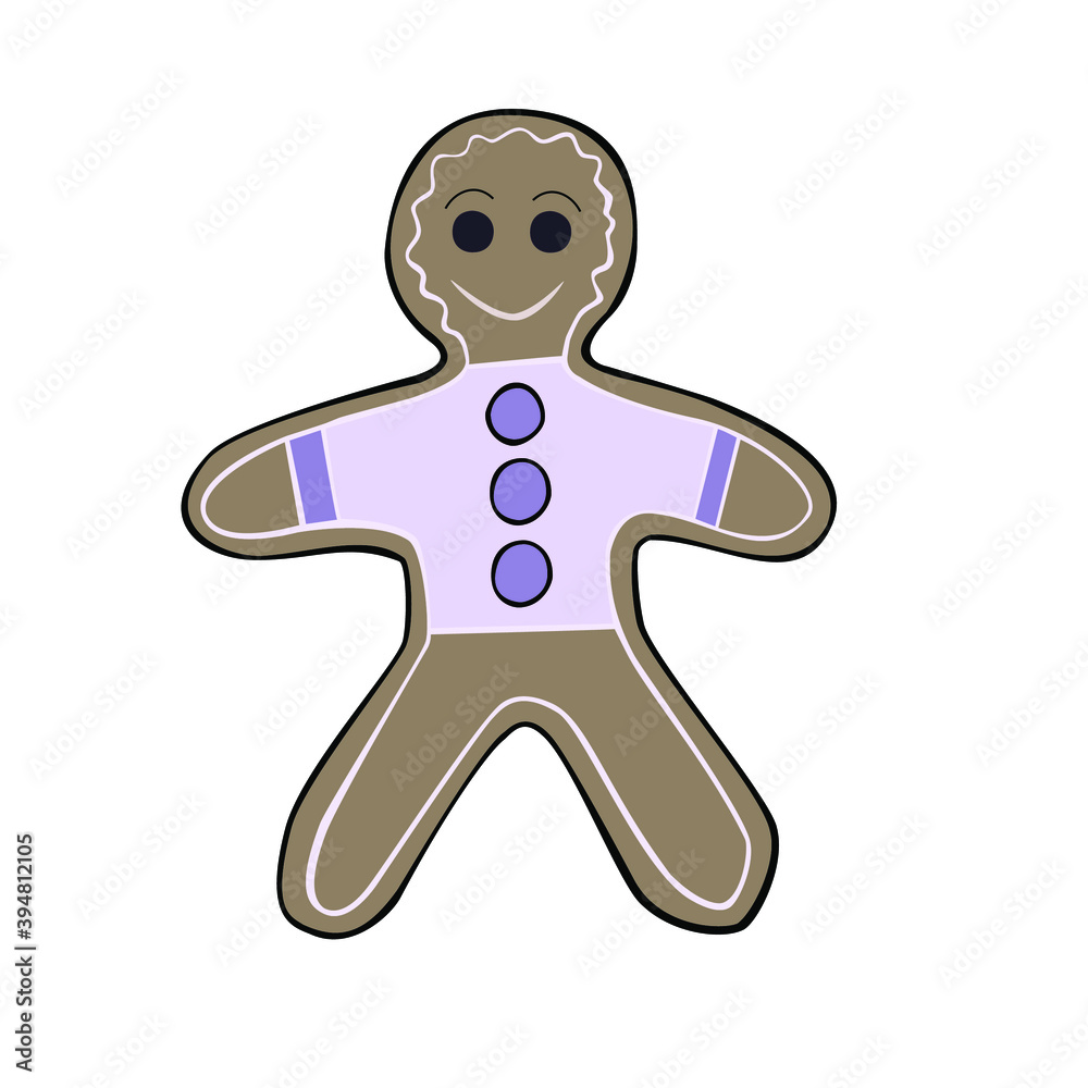 Gingerbread cookie isolated element on white Gingerbread cookie isolated element on white