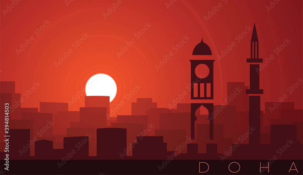 Doha Low Sun Skyline Scene