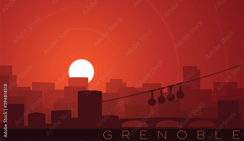 Grenoble Low Sun Skyline Scene