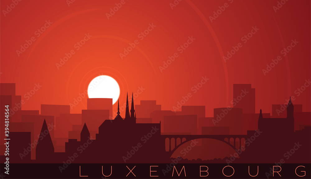 Luxembourg Low Sun Skyline Scene