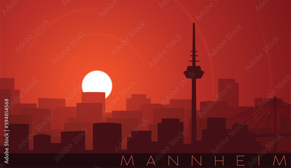 Obraz premium Mannheim Low Sun Skyline Scene