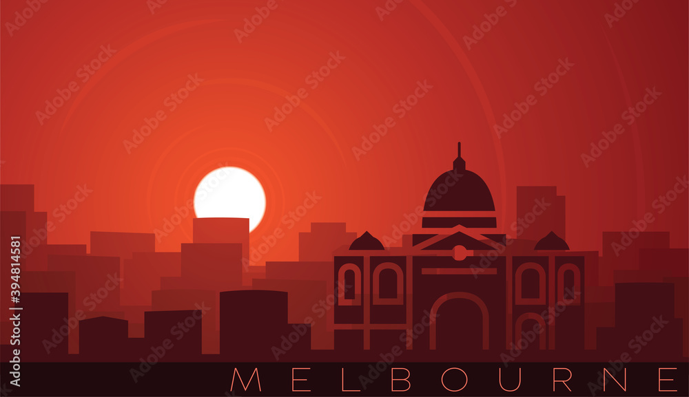 Melbourne Low Sun Skyline Scene