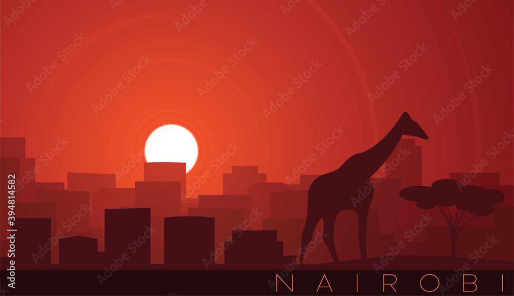 Naklejka premium Nairobi Low Sun Skyline Scene