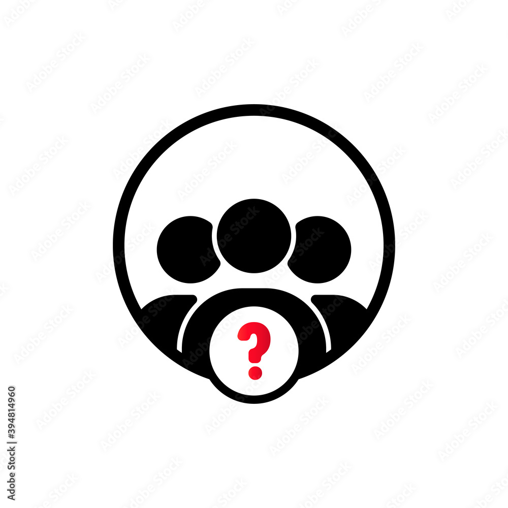 Management icon with question mark. Vector on isolated white background. EPS 10 Management icon with question mark. Vector on isolated white background. EPS 10