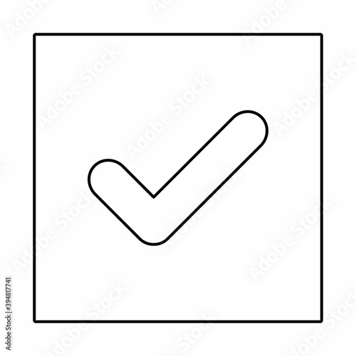Check marks, Tick marks, Accepted, Approved, Yes, Correct, Ok, Right Choices, Task Completion, Voting. - vector mark symbols. Black outline design. Isolated icon.